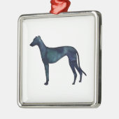 Greyhound Dog Black Waterverf Silhouette Metalen Ornament (Links)