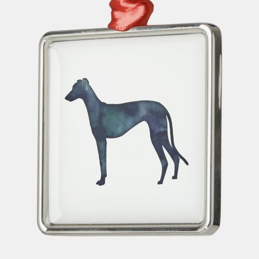 Greyhound Dog Black Waterverf Silhouette Metalen Ornament (Links)