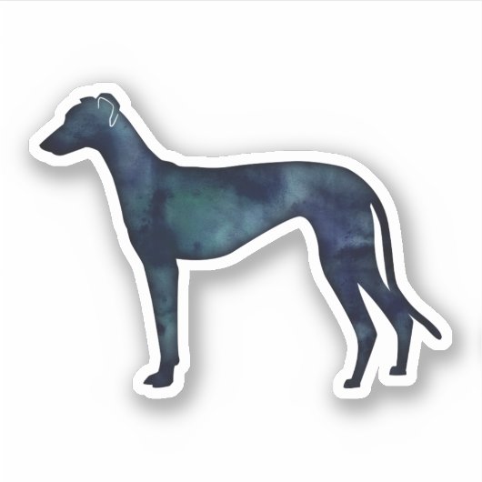 Greyhound Dog Black Waterverf Silhouette Sticker (Voorkant)