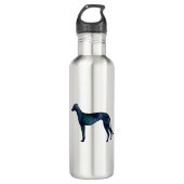 Greyhound Dog Black Waterverf Silhouette Waterfles (Voorkant)
