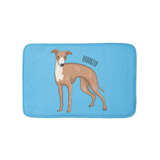 Greyhound dog cartoon illustration badmat (Voorkant)