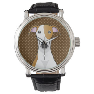 Greyhound Dog Cartoon Paws Horloge