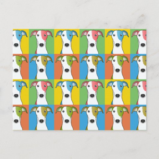 Greyhound Dog Cartoon Pop-Art Briefkaart (Voorkant)