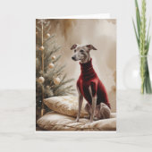 Greyhound Dog Christmas Wenskaart Kaart (Voorkant)
