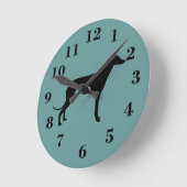 greyhound dog clock ronde klok (Hoek)