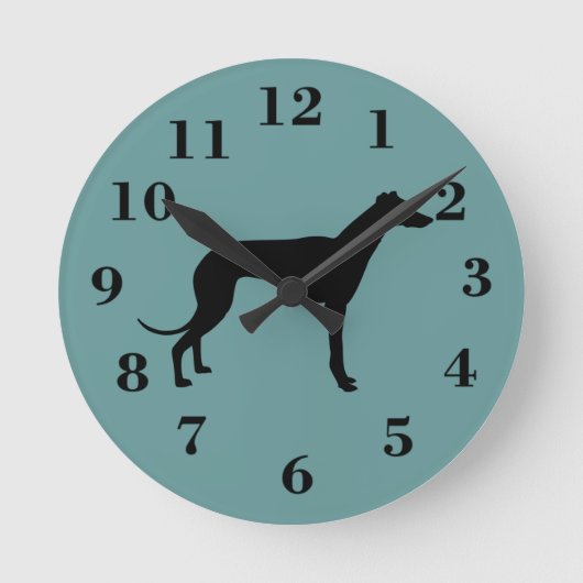 greyhound dog clock ronde klok (Voorkant)