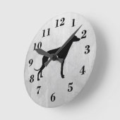 greyhound dog clock ronde klok (Hoek)
