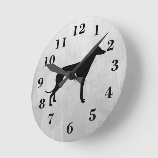 greyhound dog clock ronde klok (Hoek)