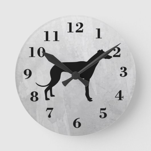 greyhound dog clock ronde klok (Voorkant)