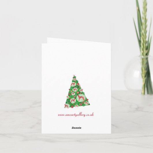 Greyhound Dog Cute Silhouette kerstboom Kaart (Achterkant)