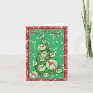 Greyhound Dog Cute Silhouette kerstboom Kaart