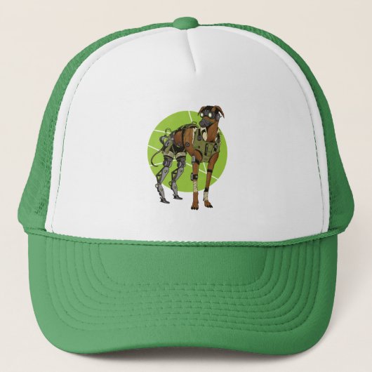Greyhound Dog Cyborg Design Trucker Pet (Voorkant)