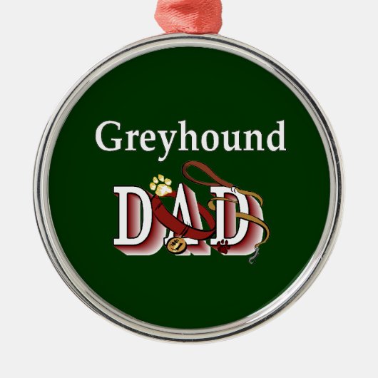 Greyhound Dog Dad Metalen Ornament (Voorkant)