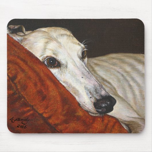 Greyhound Dog "Eindelijk thuis" Muismat (Voorkant)