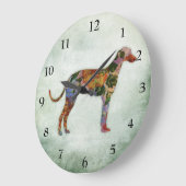 Greyhound Dog Floral over Groen Grote Klok (Hoek)