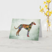 Greyhound Dog Floral over Groen Kaart (Gele Bloem)