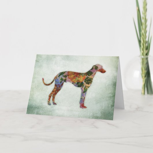 Greyhound Dog Floral over Groen Kaart (Voorkant)