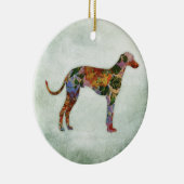 Greyhound Dog Floral over Groen Keramisch Ornament (Rechts)