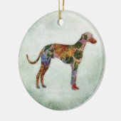 Greyhound Dog Floral over Groen Keramisch Ornament (Links)