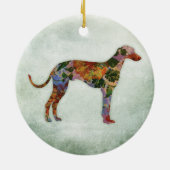 Greyhound Dog Floral over Groen Keramisch Ornament (Achterkant)