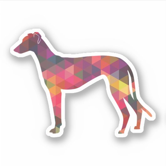 Greyhound Dog Geometric Pattern Silhouette Multi Sticker (Voorkant)