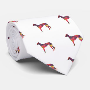 Greyhound Dog Geometric Pattern Silhouette Multi Stropdas