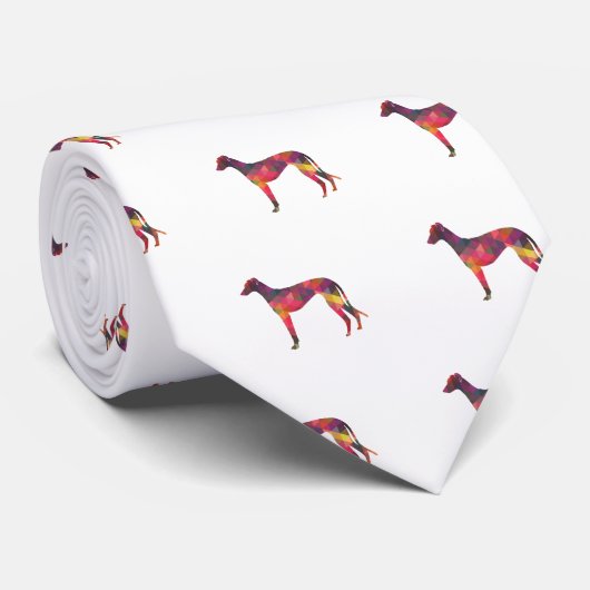 Greyhound Dog Geometric Pattern Silhouette Multi Stropdas (Opgerold)