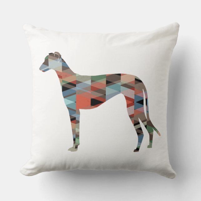 Greyhound Dog Geometric Pattern Silhouette Pset Kussen (Voorkant)