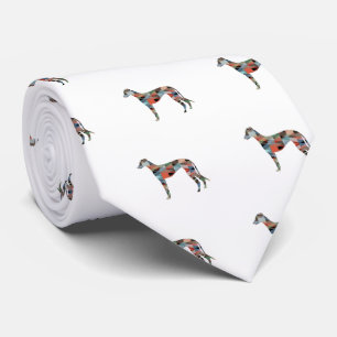 Greyhound Dog Geometric Pattern Silhouette Pset Stropdas