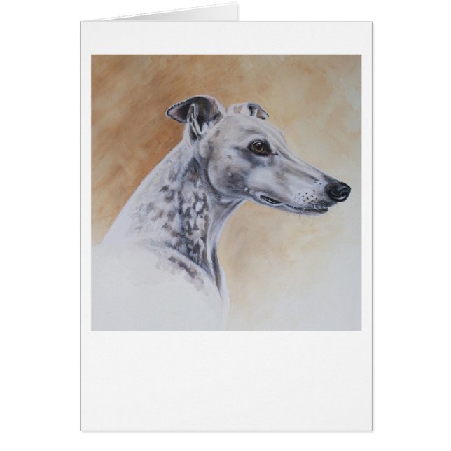 Greyhound Dog Geschilderd in Waterverf (Voorkant)