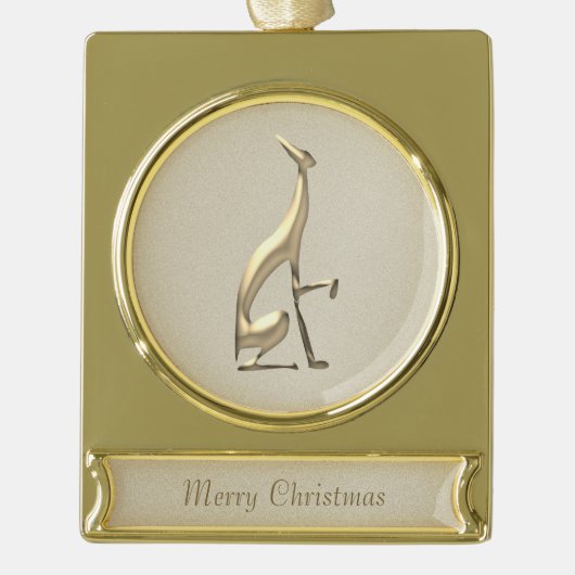 Greyhound Dog Gold Verguld Banner Ornament (Voorkant)