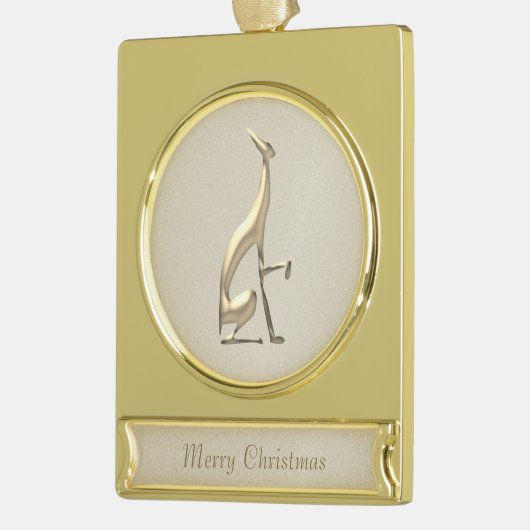 Greyhound Dog Gold Verguld Banner Ornament (Links)