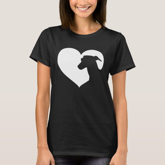 Greyhound Dog Heart Silhouette  Greyhound T-shirt (Voorkant)