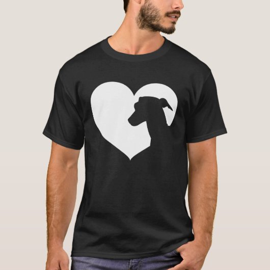 Greyhound Dog Heart Silhouette  Greyhound T-shirt (Voorkant)