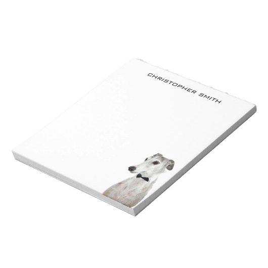 Greyhound Dog in Bow Stropdas Notitieblok (Linkerzijde)