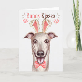 Greyhound Dog in Bunny Ears voor Pasen Feestdagen Kaart