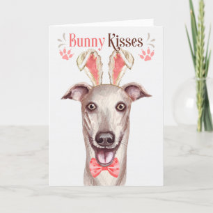 Greyhound Dog in Bunny Ears voor Pasen Feestdagen Kaart