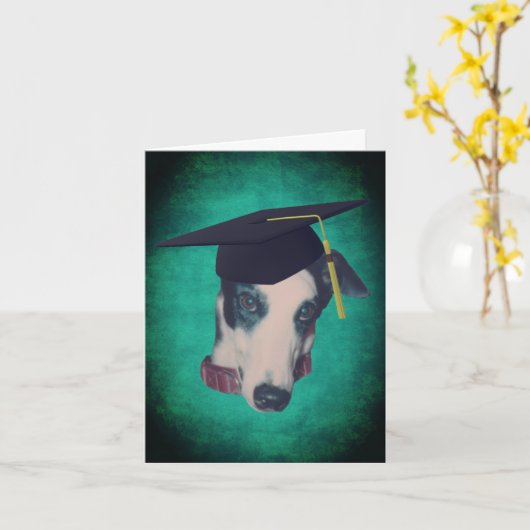 Greyhound Dog in Gradup Cap Note Kaart (Gele Bloem)