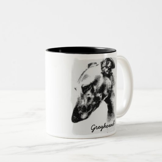 Greyhound Dog in Profile Tweekleurige Koffiemok (Voorkant rechts)