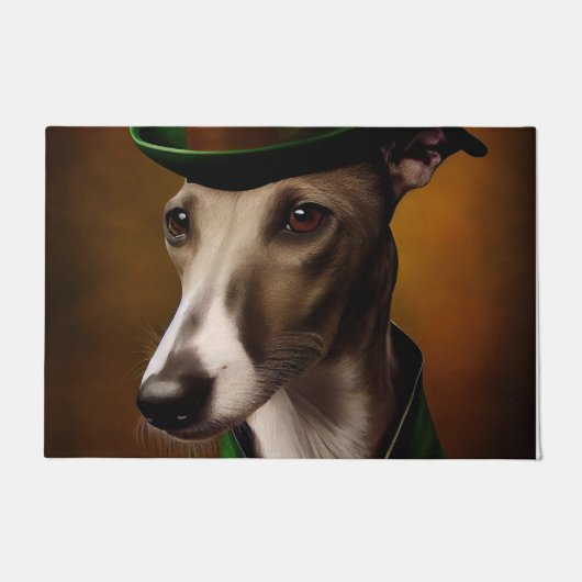 Greyhound Dog in St. Patrick's Day Dress Deurmat (Voorkant)