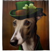Greyhound Dog in St. Patrick's Day Dress Douchegordijn (Voorkant)