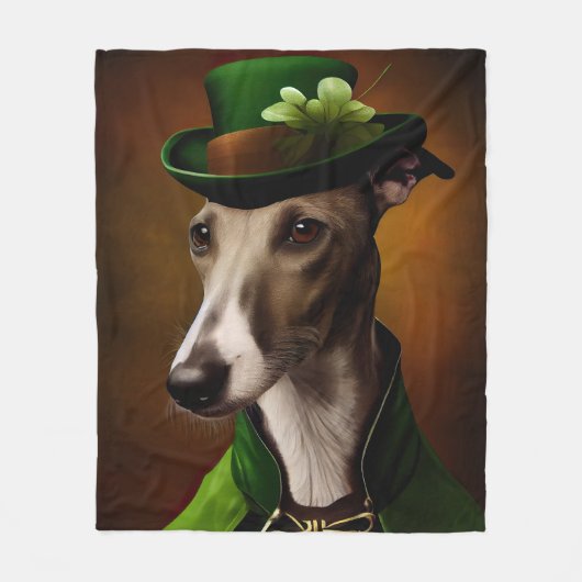 Greyhound Dog in St. Patrick's Day Dress Fleece Deken (Voorkant)