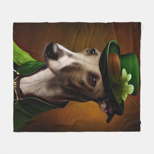 Greyhound Dog in St. Patrick's Day Dress Fleece Deken (Voorkant (Horizontaal))