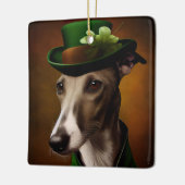 Greyhound Dog in St. Patrick's Day Dress Keramisch Ornament (Links)