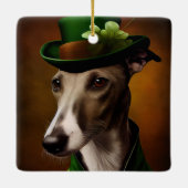 Greyhound Dog in St. Patrick's Day Dress Keramisch Ornament (Achterkant)