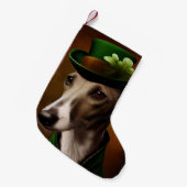 Greyhound Dog in St. Patrick's Day Dress Kleine Kerstsok (Voorkant (Hangend))