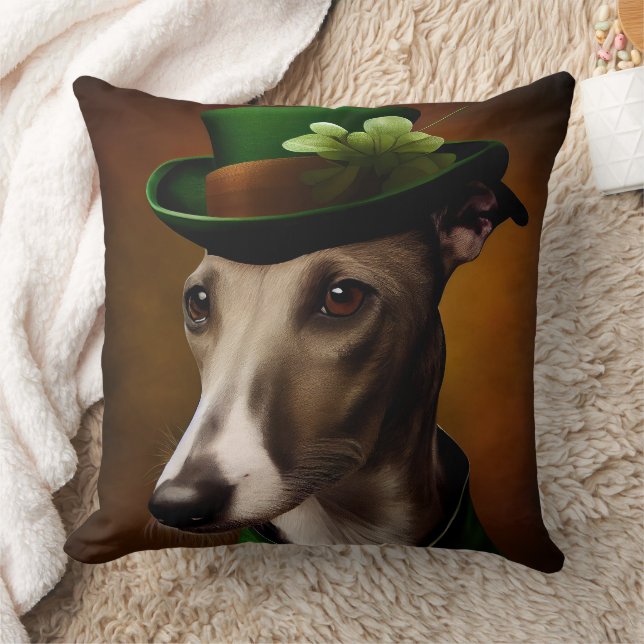 Greyhound Dog in St. Patrick's Day Dress Kussen (Deken)