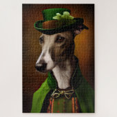 Greyhound Dog in St. Patrick's Day Dress Legpuzzel (Verticaal)