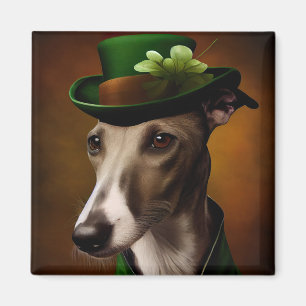 Greyhound Dog in St. Patrick's Day Dress Magneet