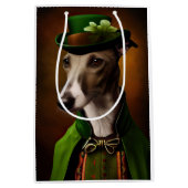 Greyhound Dog in St. Patrick's Day Dress Medium Cadeauzakje (Voorkant)